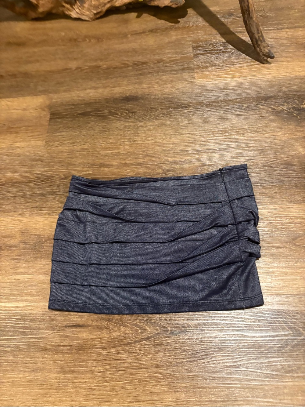 grass collection Blue Ruched Mini Skirt
